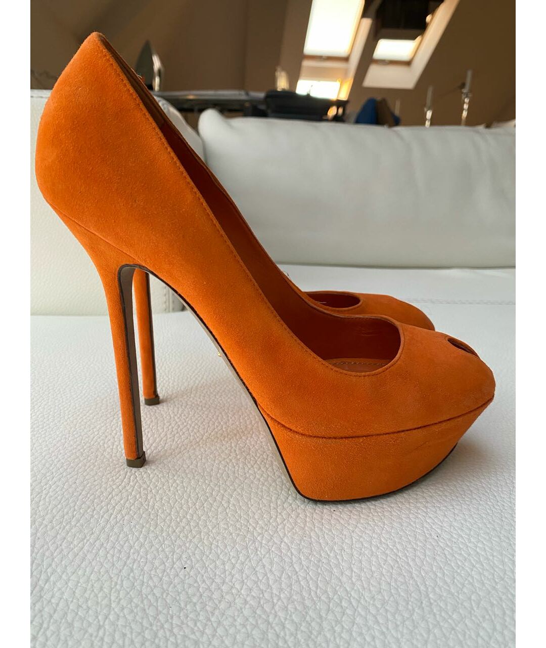 SERGIO ROSSI Оранжевое замшевые туфли, фото 9