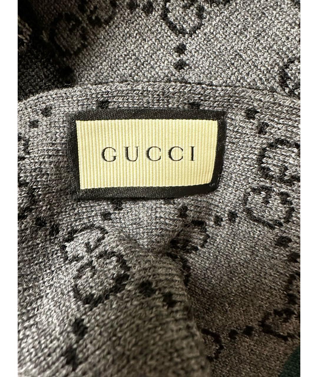 GUCCI Черный шерстяной шарф, фото 7