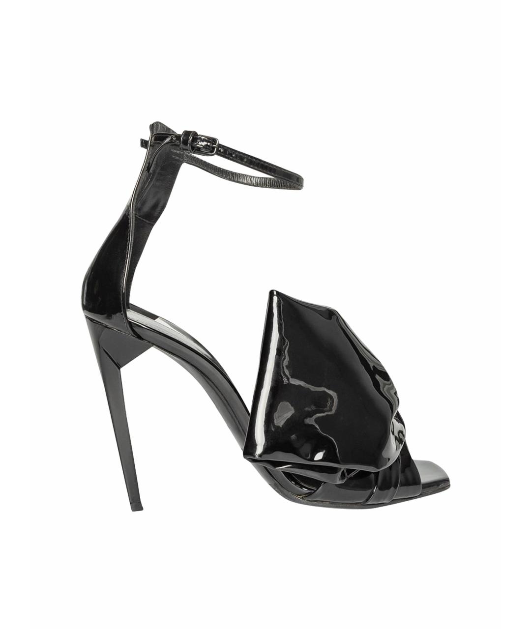 SAINT LAURENT Черные босоножки из лакированной кожи, фото 1