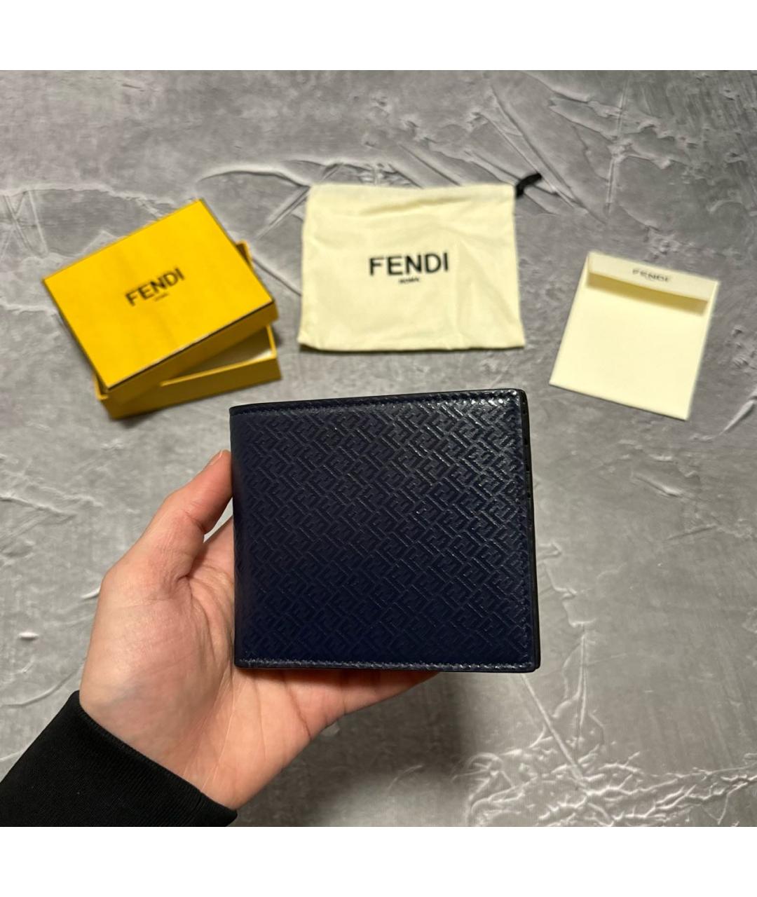 FENDI Темно-синий кожаный кошелек, фото 9