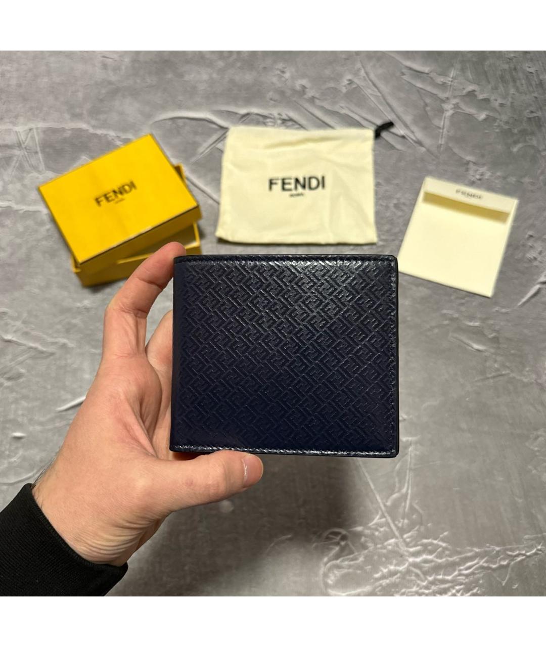 FENDI Темно-синий кожаный кошелек, фото 8