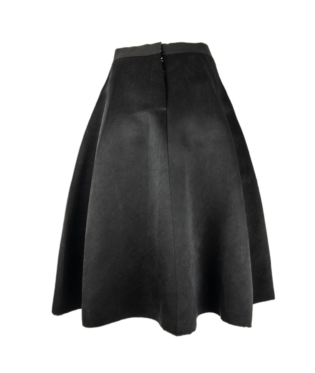 LANVIN Антрацитовая шелковая юбка миди, фото 3