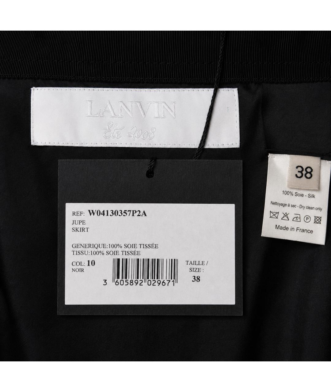 LANVIN Черная шелковая юбка миди, фото 5