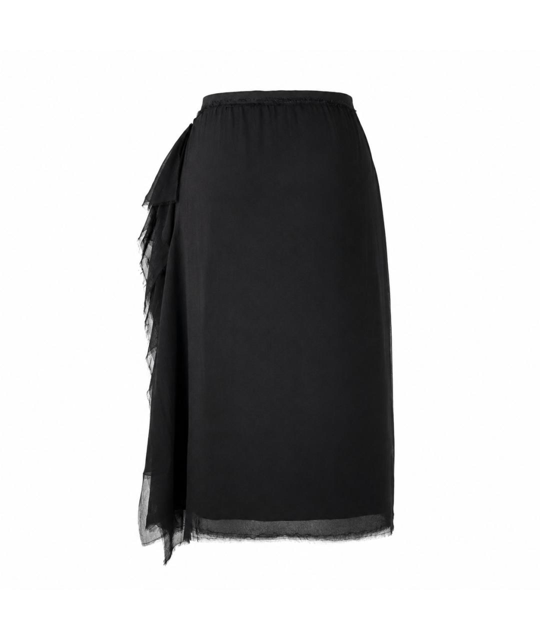 LANVIN Черная шелковая юбка миди, фото 4