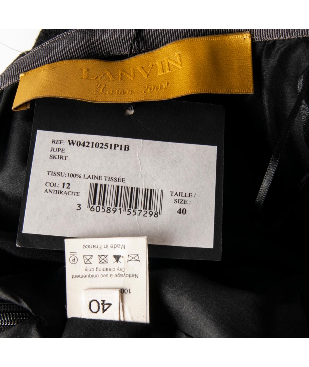 LANVIN Антрацитовая шерстяная юбка миди, фото 4