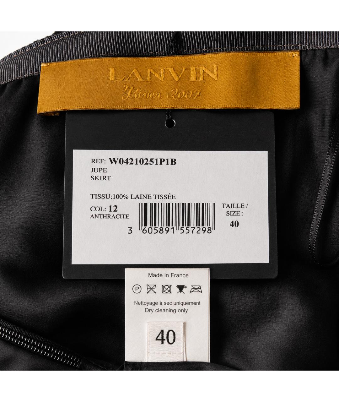 LANVIN Антрацитовая шерстяная юбка миди, фото 4