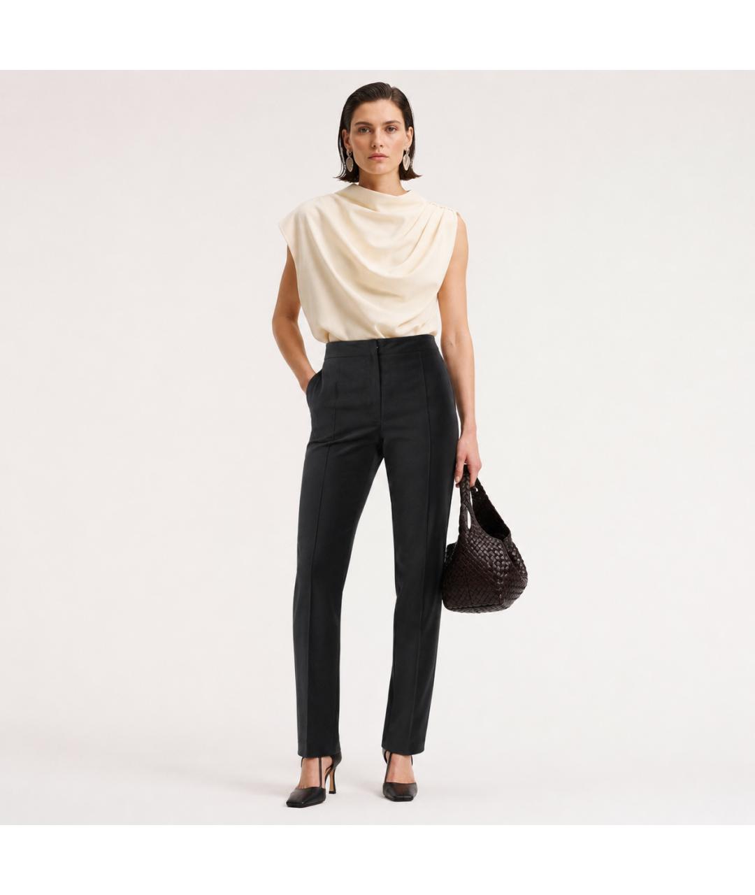 LANVIN Черные шелковые брюки узкие, фото 6