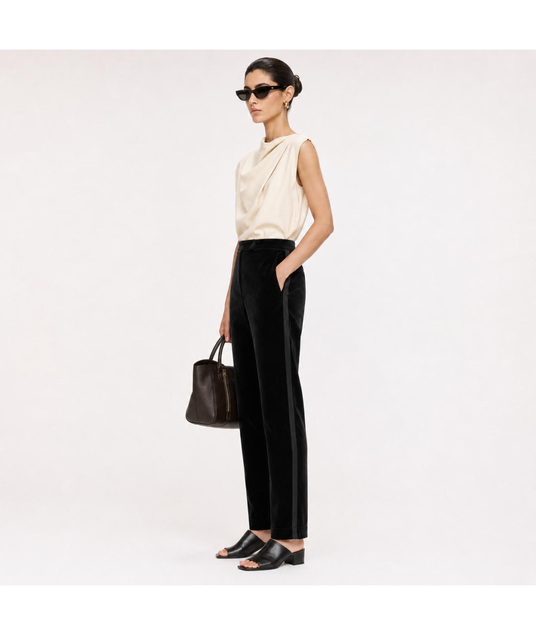 LANVIN Черные хлопковые прямые брюки, фото 7