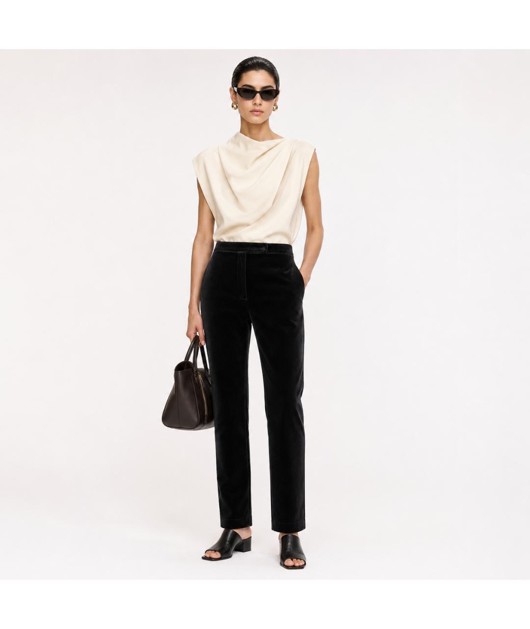 LANVIN Черные хлопковые прямые брюки, фото 6
