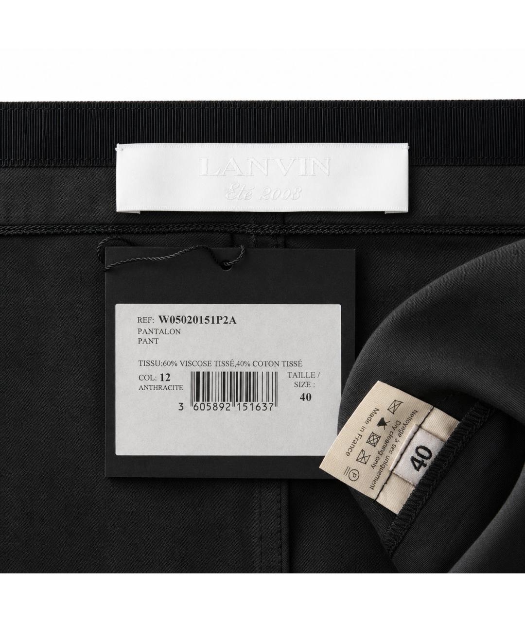 LANVIN Антрацитовые вискозные прямые брюки, фото 5
