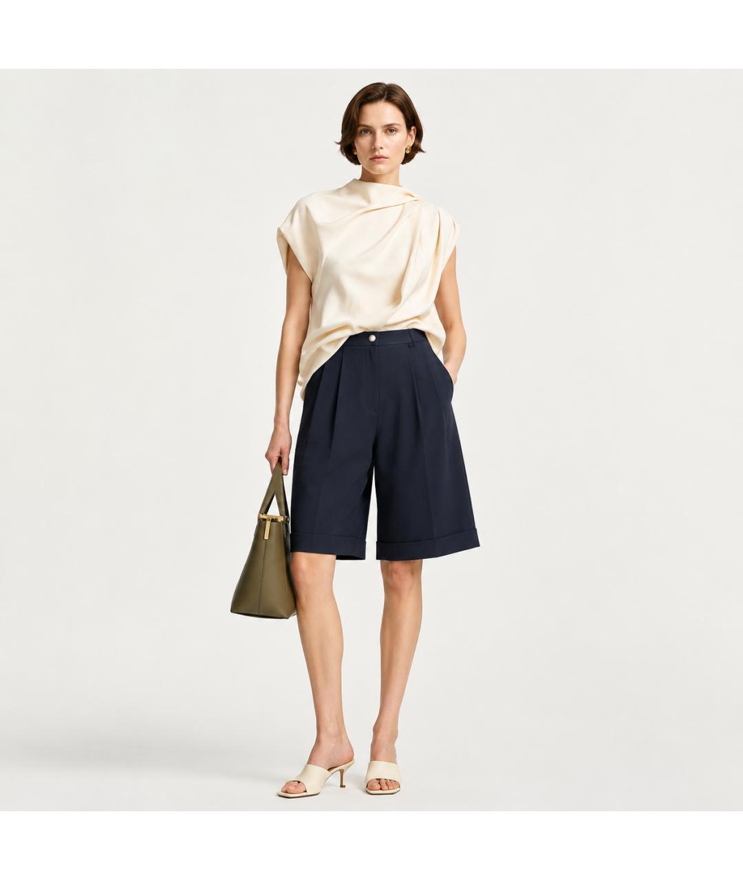 LANVIN Темно-синие вискозные шорты, фото 5