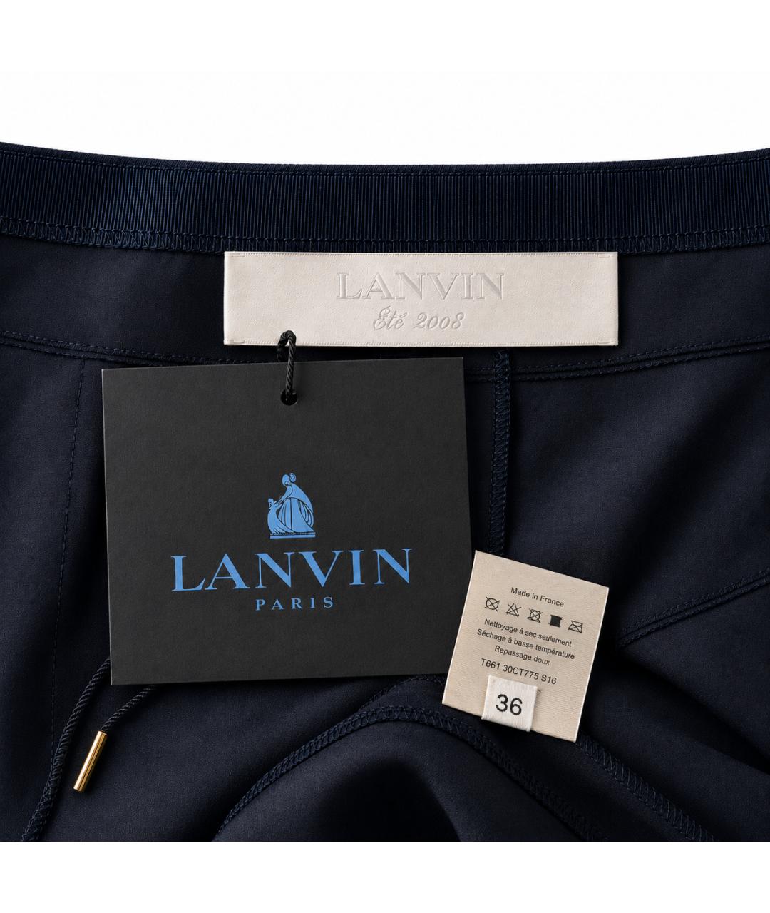 LANVIN Темно-синие вискозные шорты, фото 4