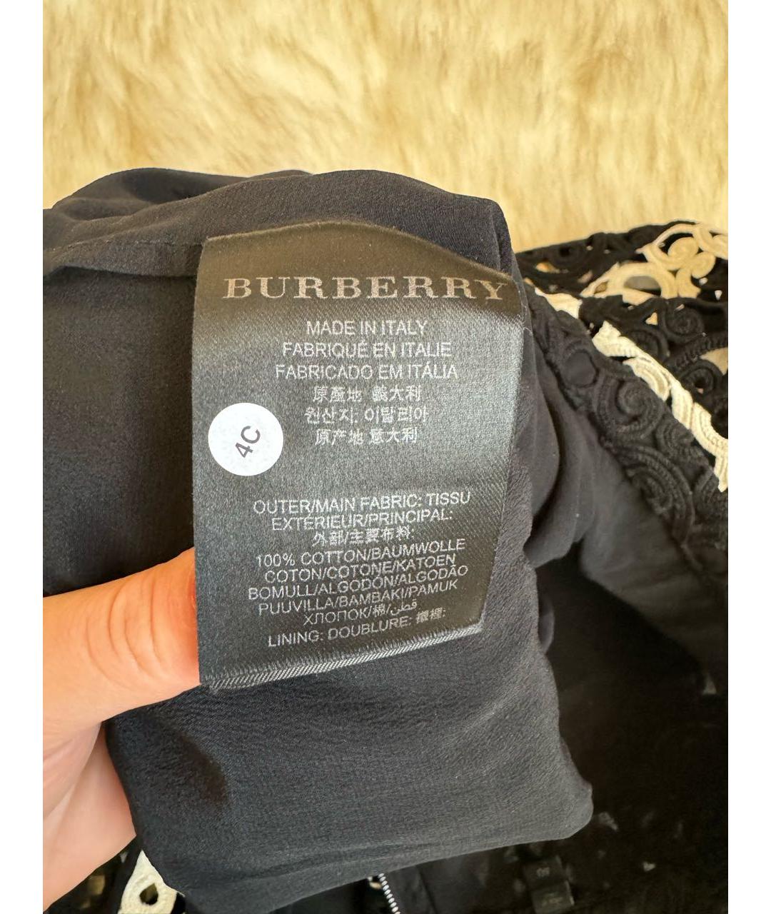 BURBERRY Черная хлопковая юбка миди, фото 4