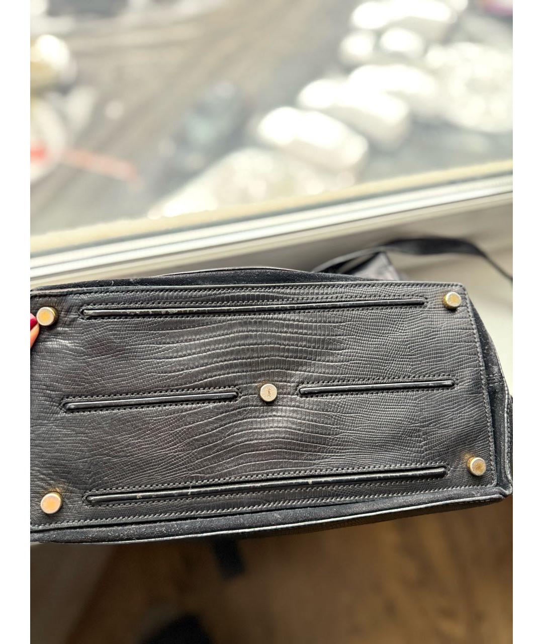 YVES SAINT LAURENT VINTAGE Черная кожаная сумка тоут, фото 6