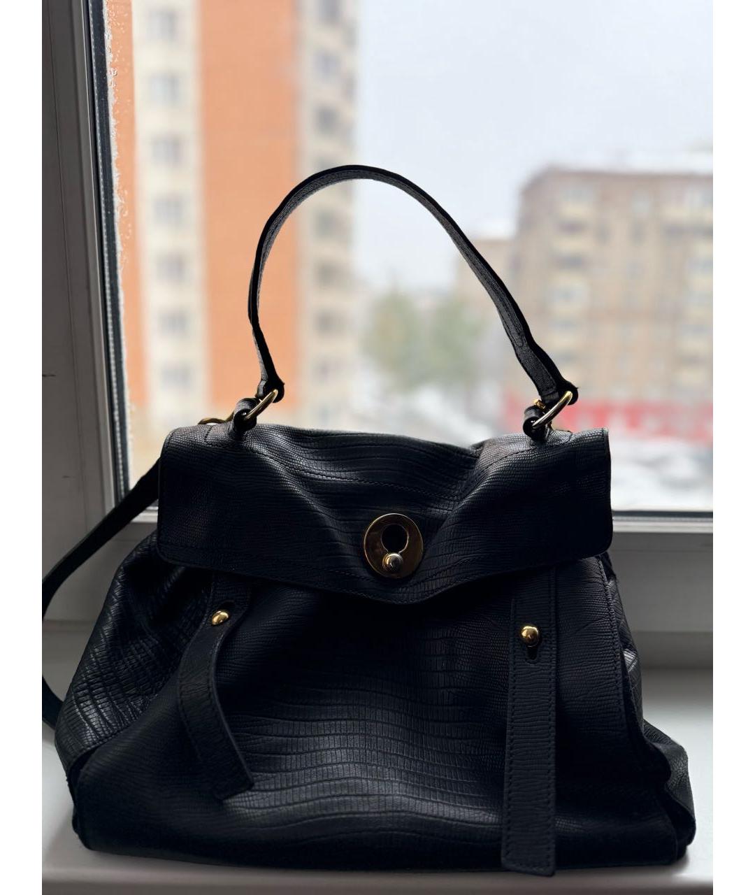 YVES SAINT LAURENT VINTAGE Черная кожаная сумка тоут, фото 7