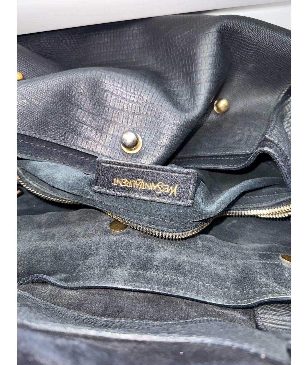 YVES SAINT LAURENT VINTAGE Черная кожаная сумка тоут, фото 4