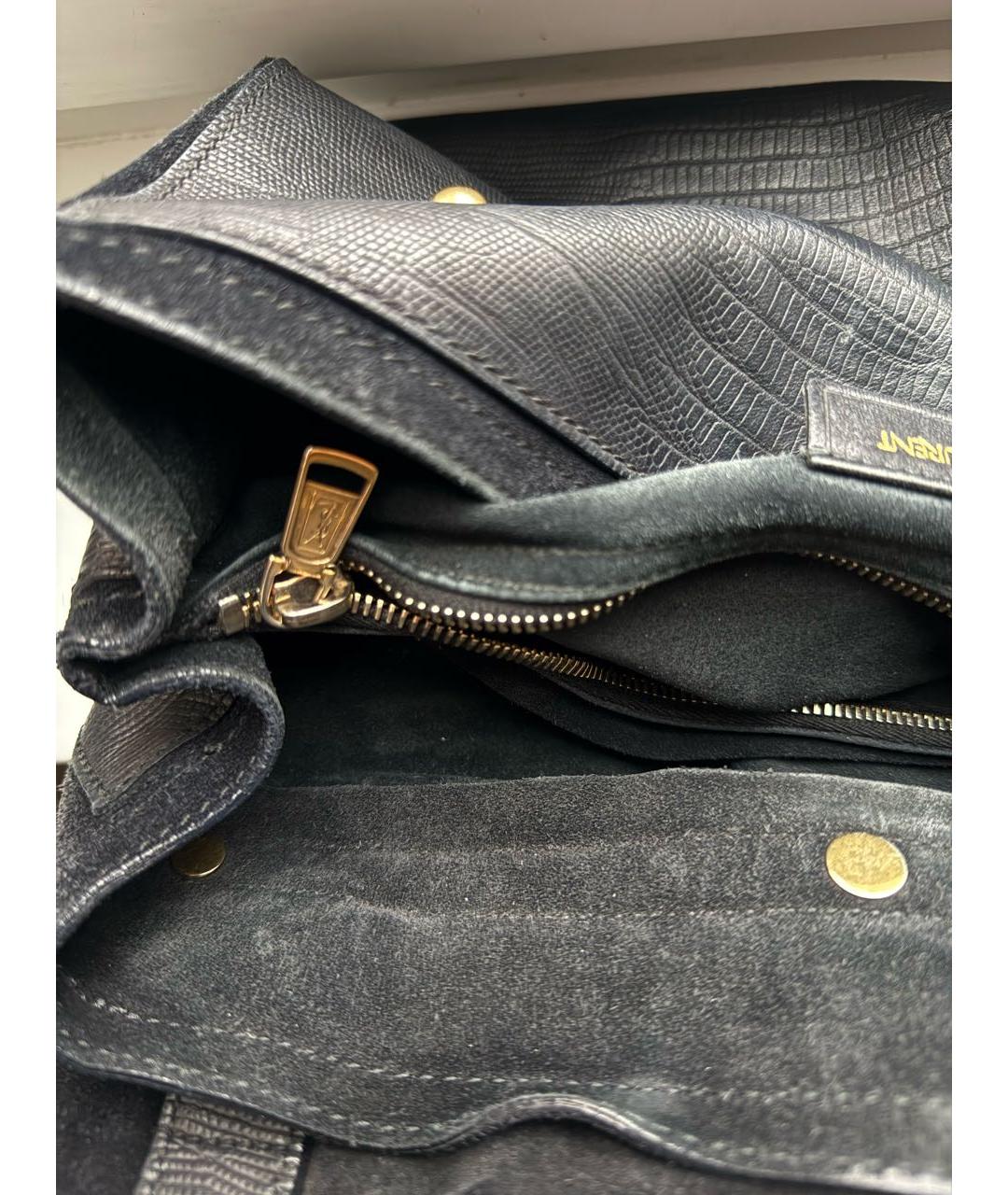 YVES SAINT LAURENT VINTAGE Черная кожаная сумка тоут, фото 5