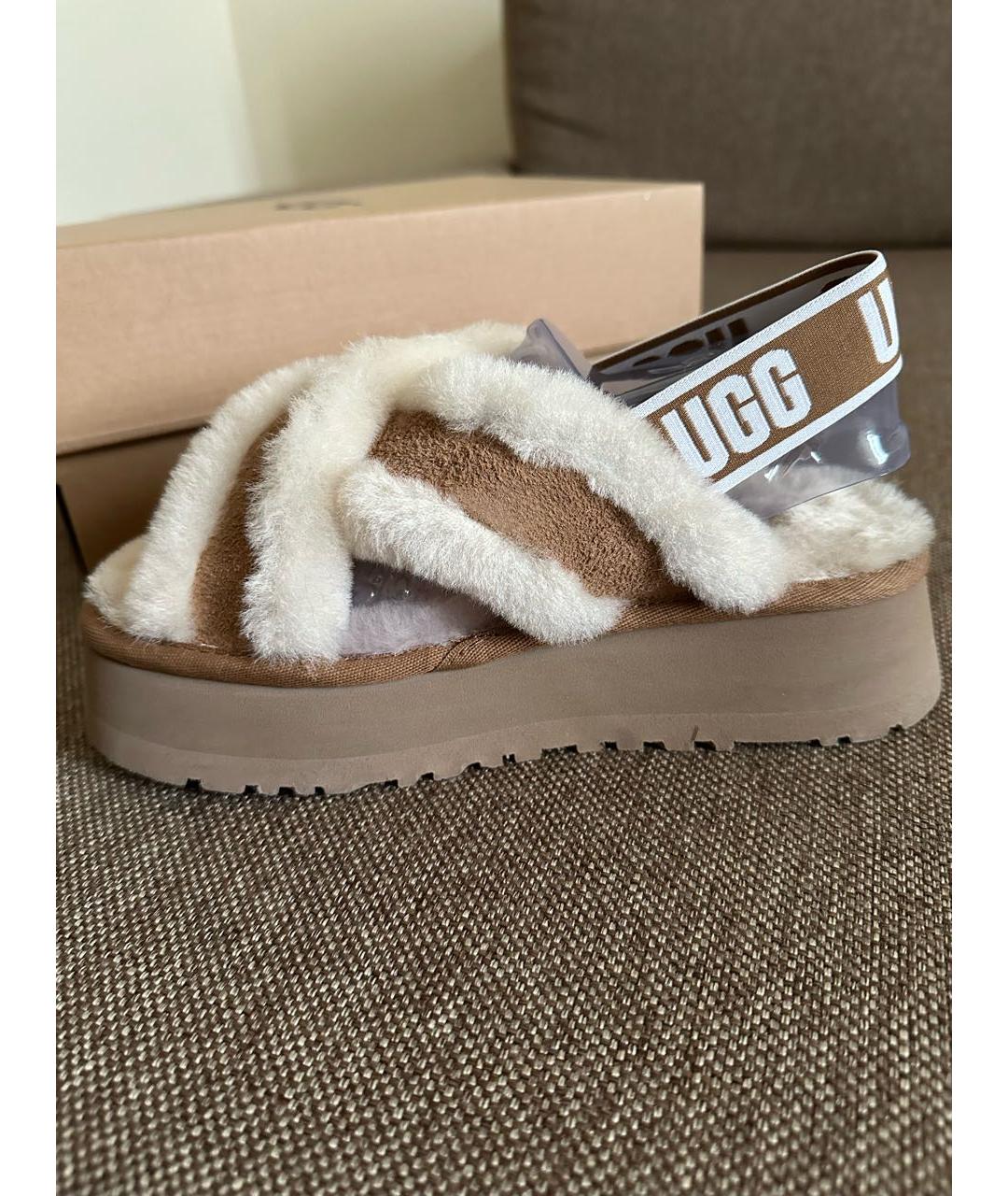 UGG AUSTRALIA Коричневые кожаные сандалии, фото 8