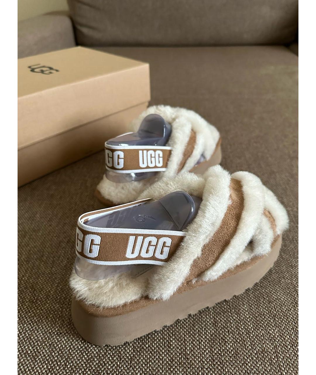 UGG AUSTRALIA Коричневые кожаные сандалии, фото 4