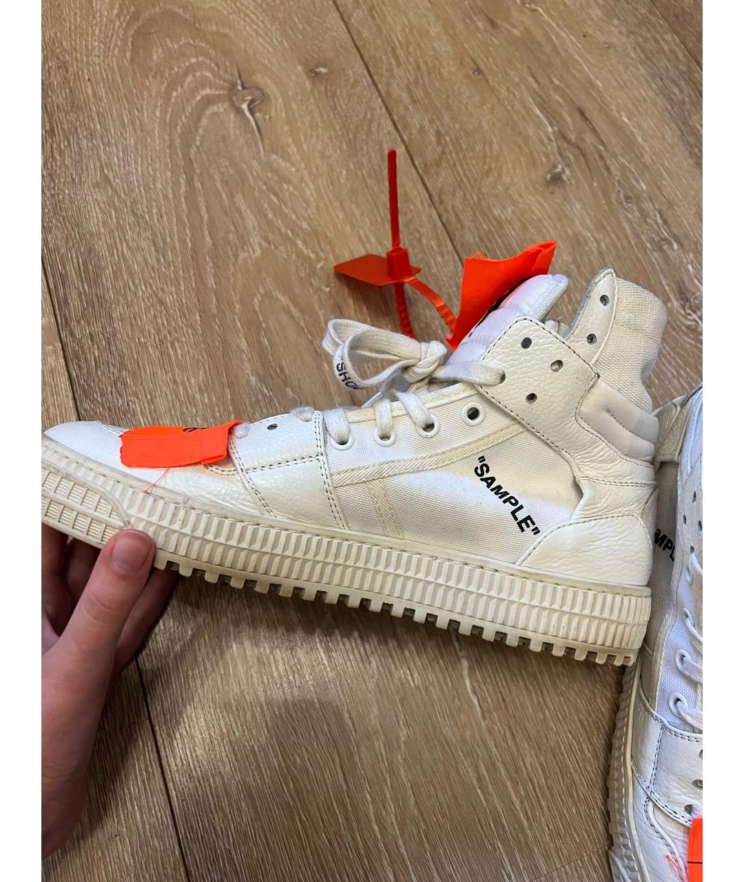 OFF-WHITE Белые кожаные кеды, фото 4