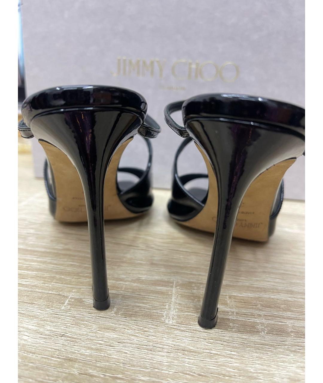 JIMMY CHOO Черные кожаные босоножки, фото 4
