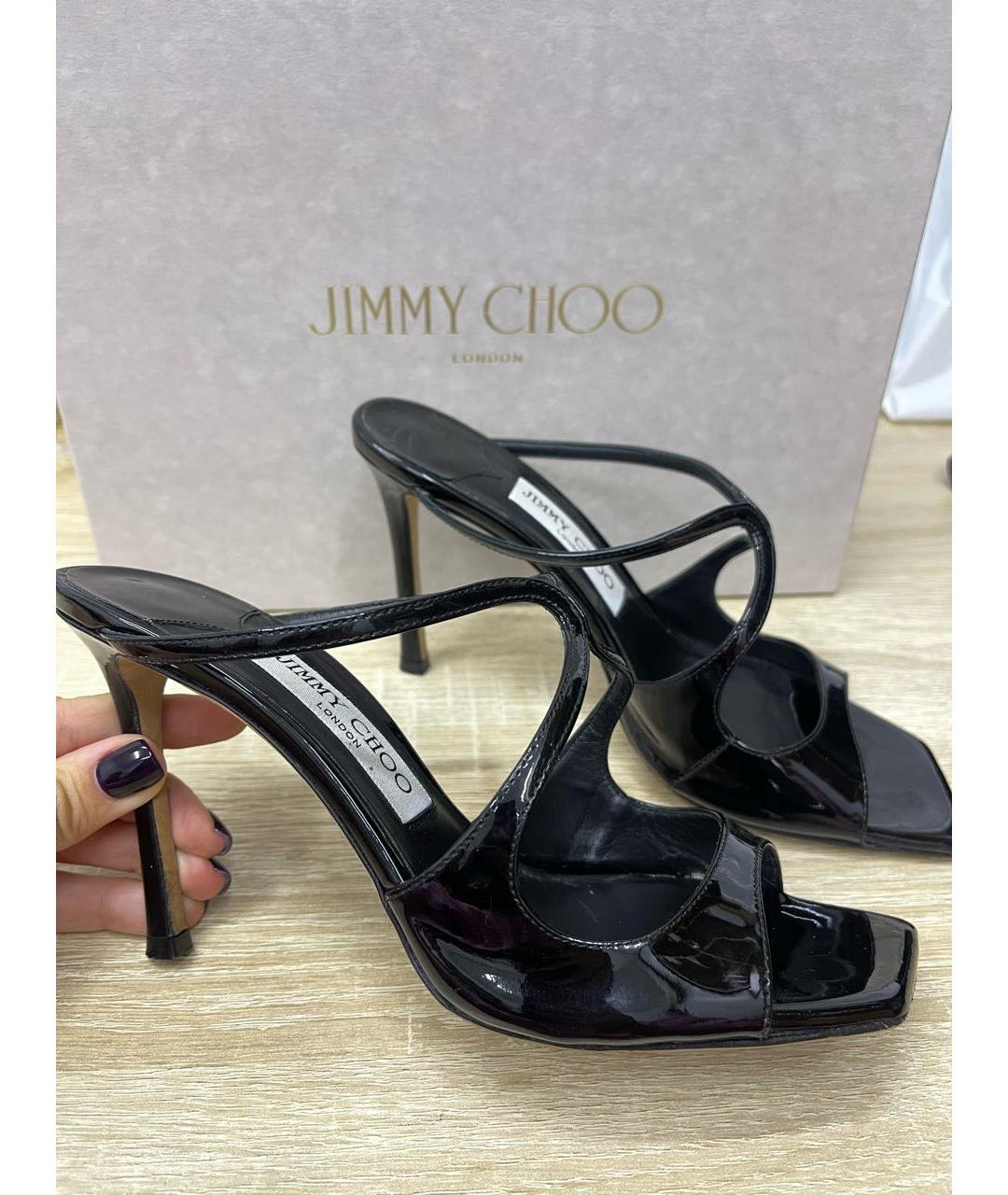 JIMMY CHOO Черные кожаные босоножки, фото 5