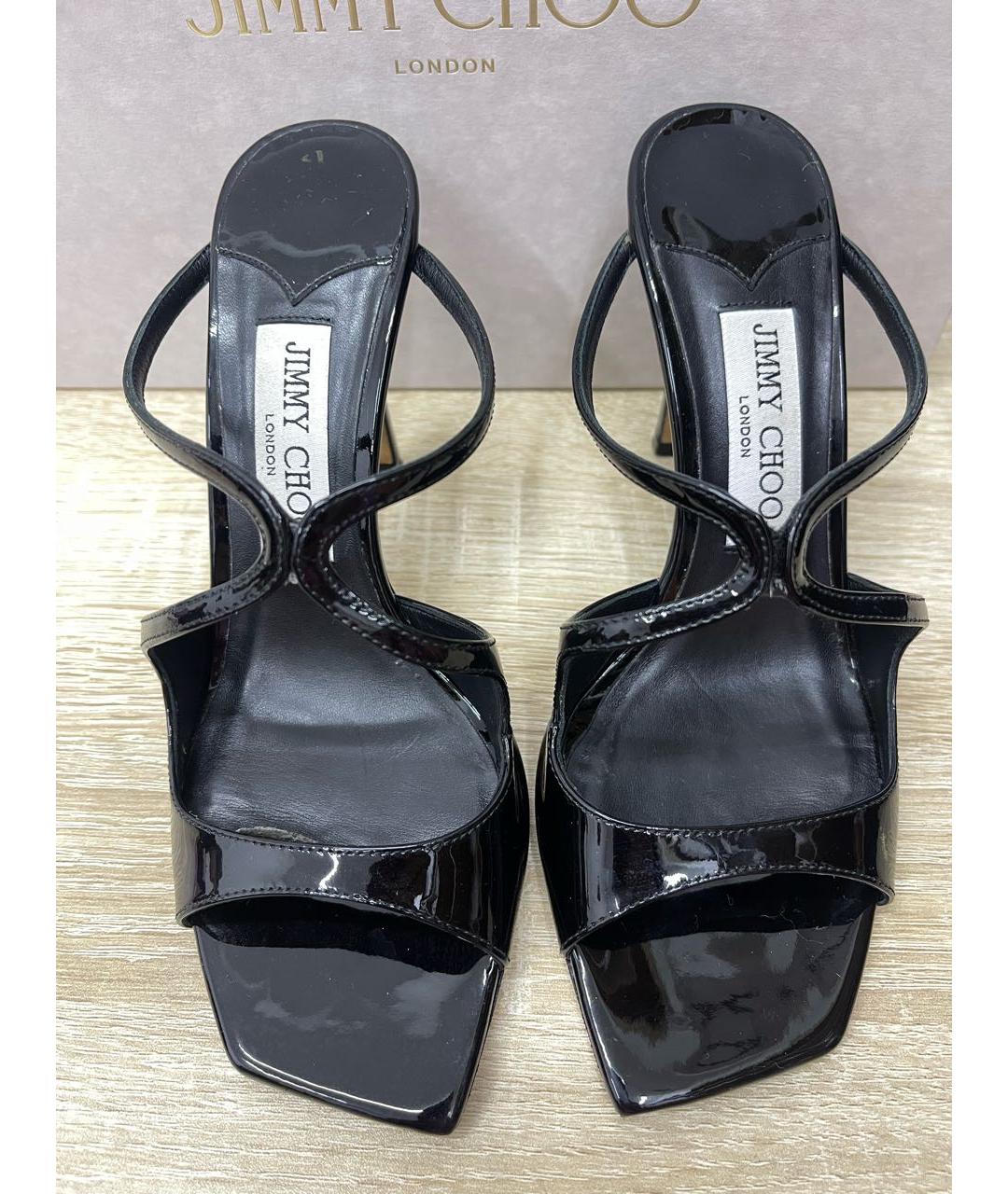 JIMMY CHOO Черные кожаные босоножки, фото 3