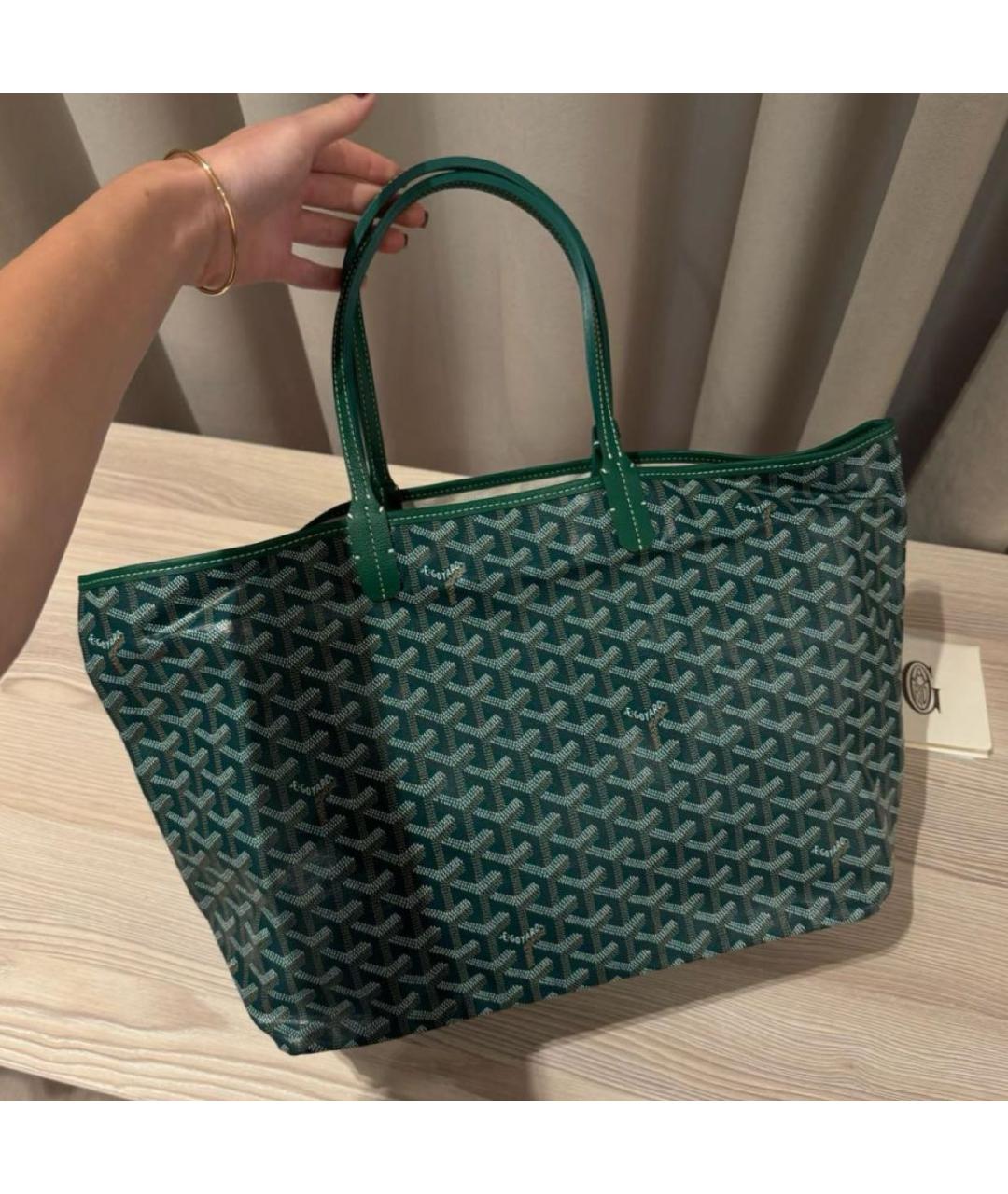 GOYARD Зеленая кожаная сумка тоут, фото 4