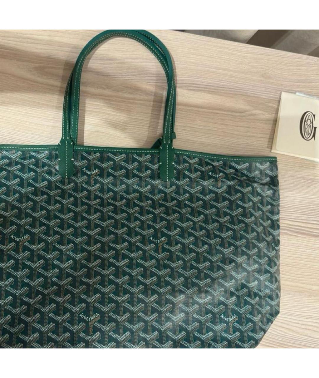 GOYARD Зеленая кожаная сумка тоут, фото 8