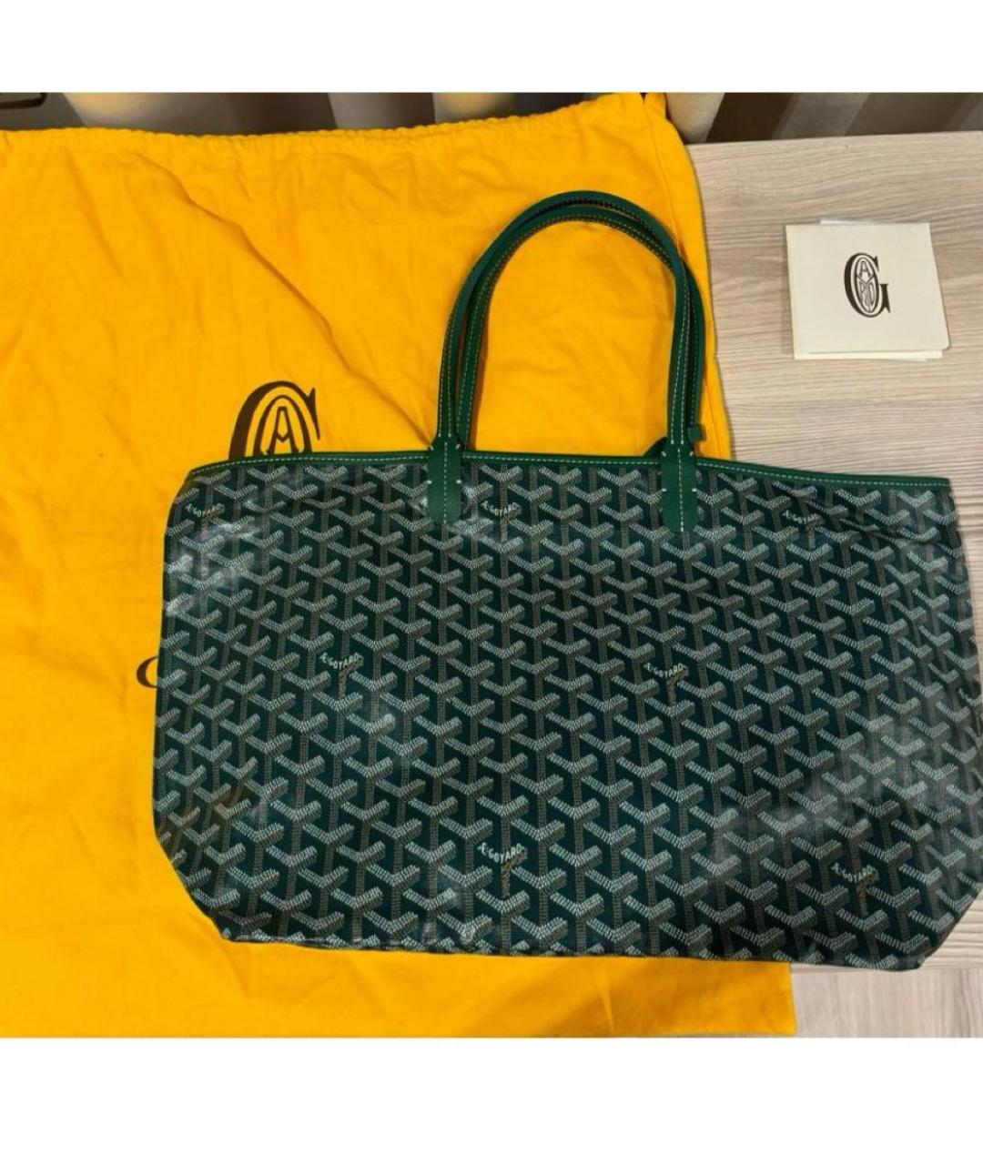 GOYARD Зеленая кожаная сумка тоут, фото 3