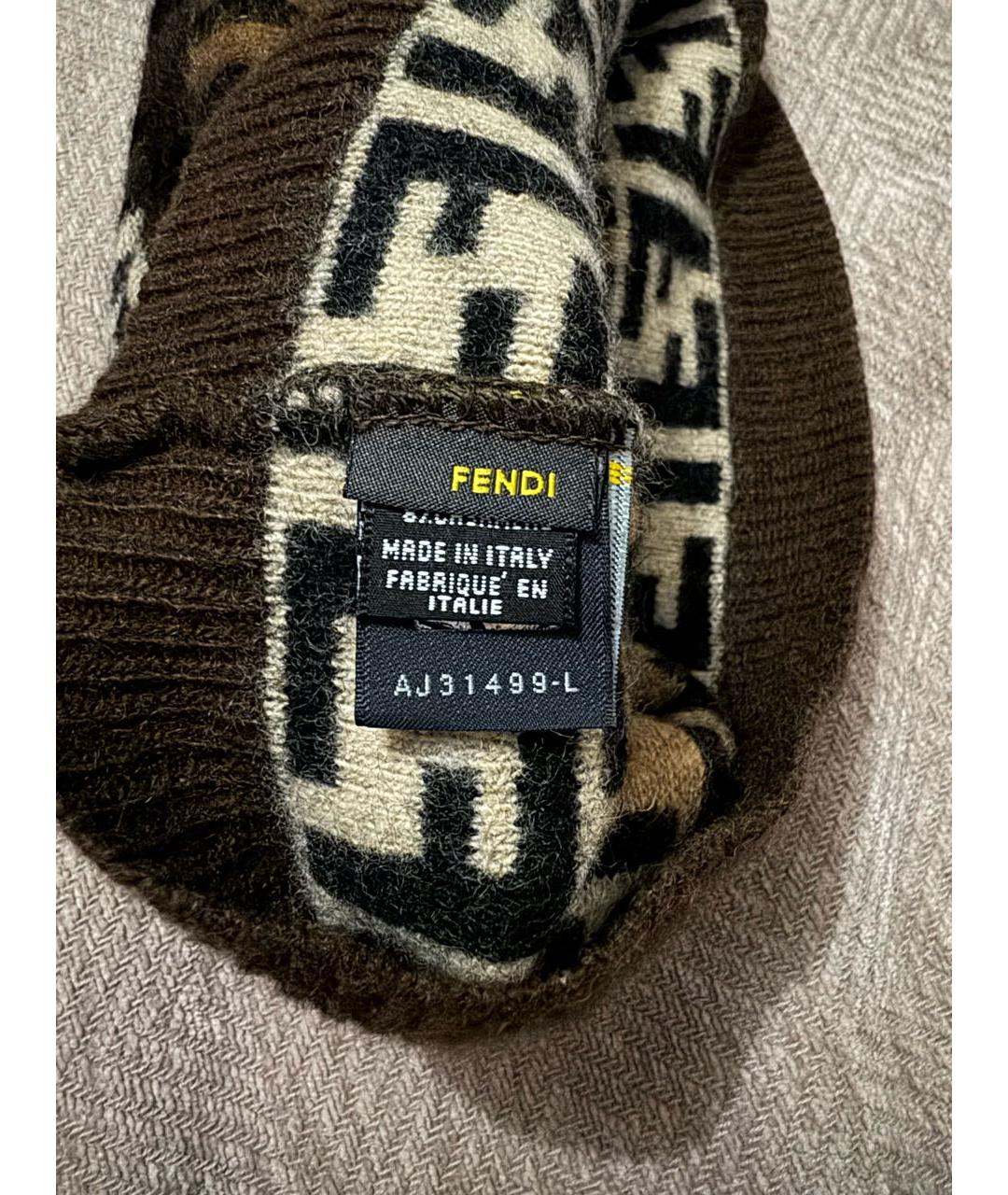 FENDI Коричневая шерстяная шапка, фото 4