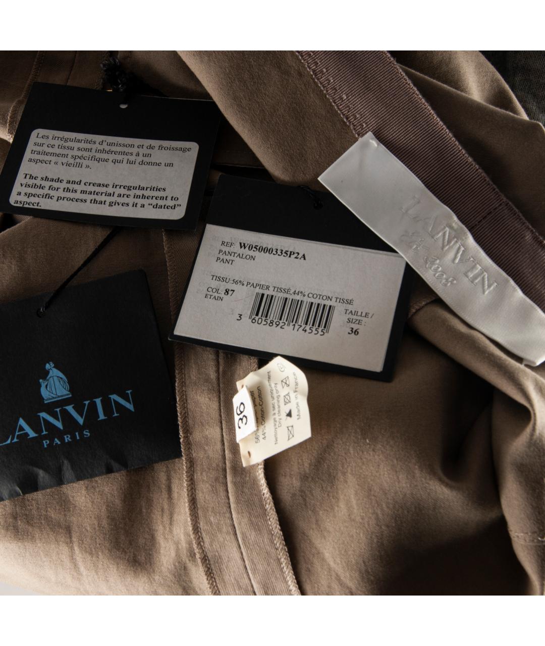 LANVIN Бежевые хлопковые прямые брюки, фото 5