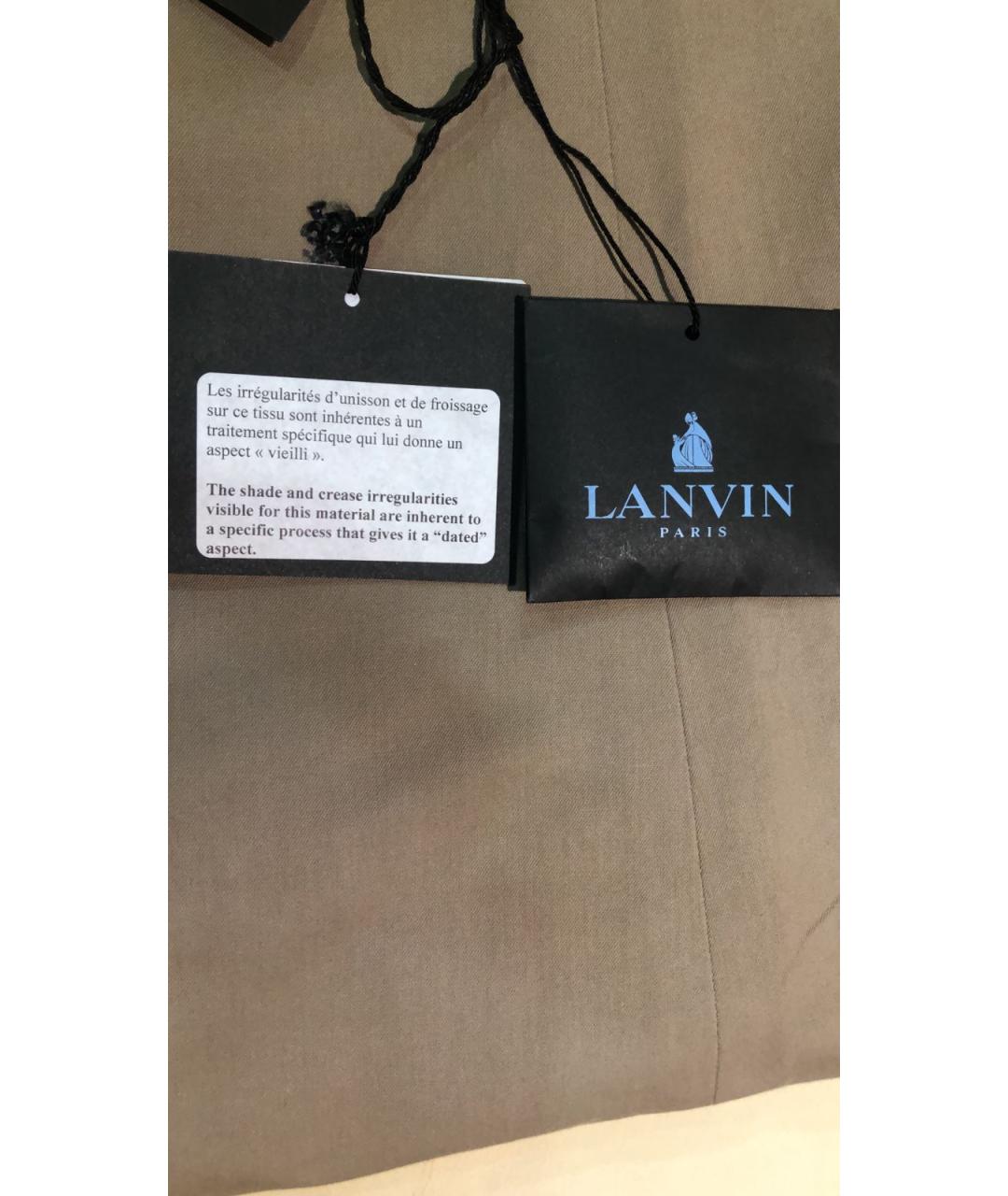 LANVIN Бежевые хлопковые прямые брюки, фото 8