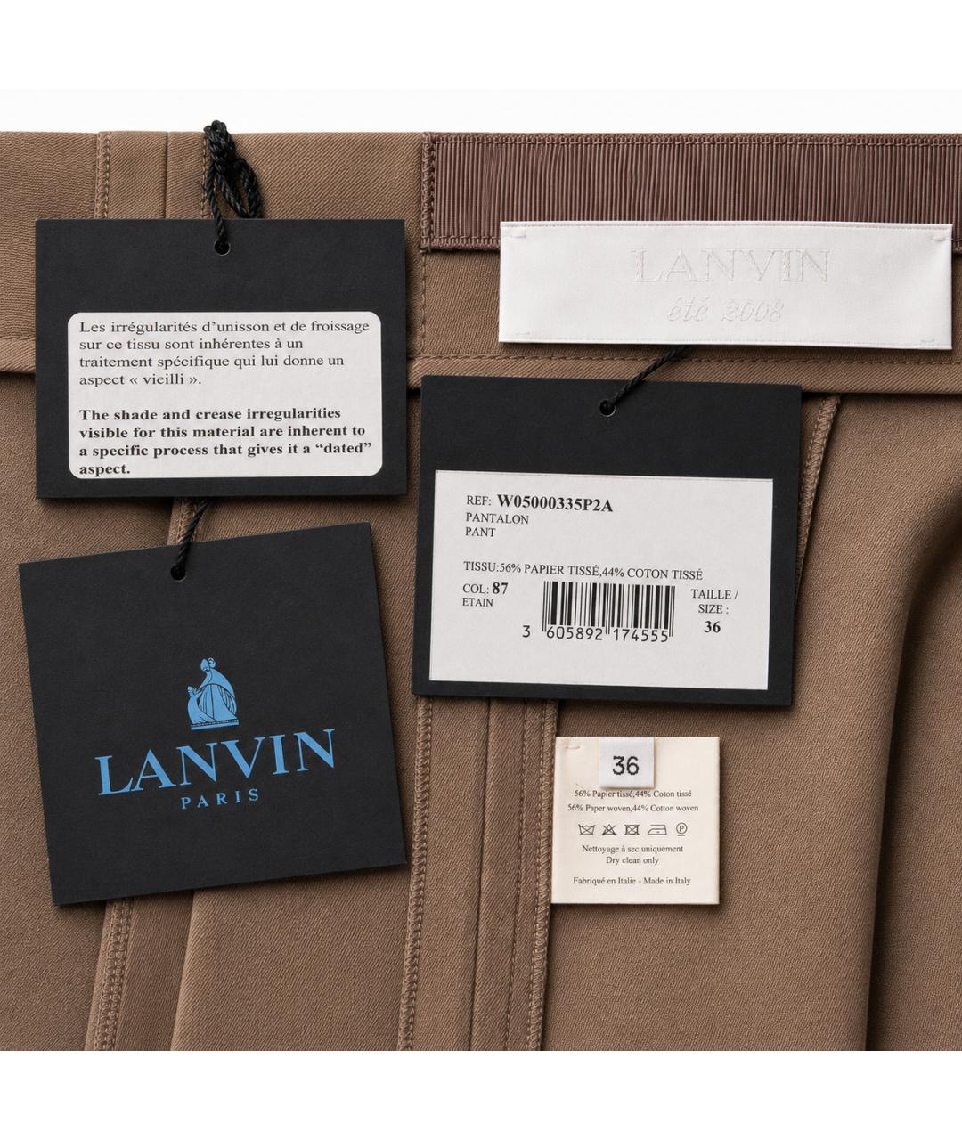LANVIN Бежевые хлопковые прямые брюки, фото 5