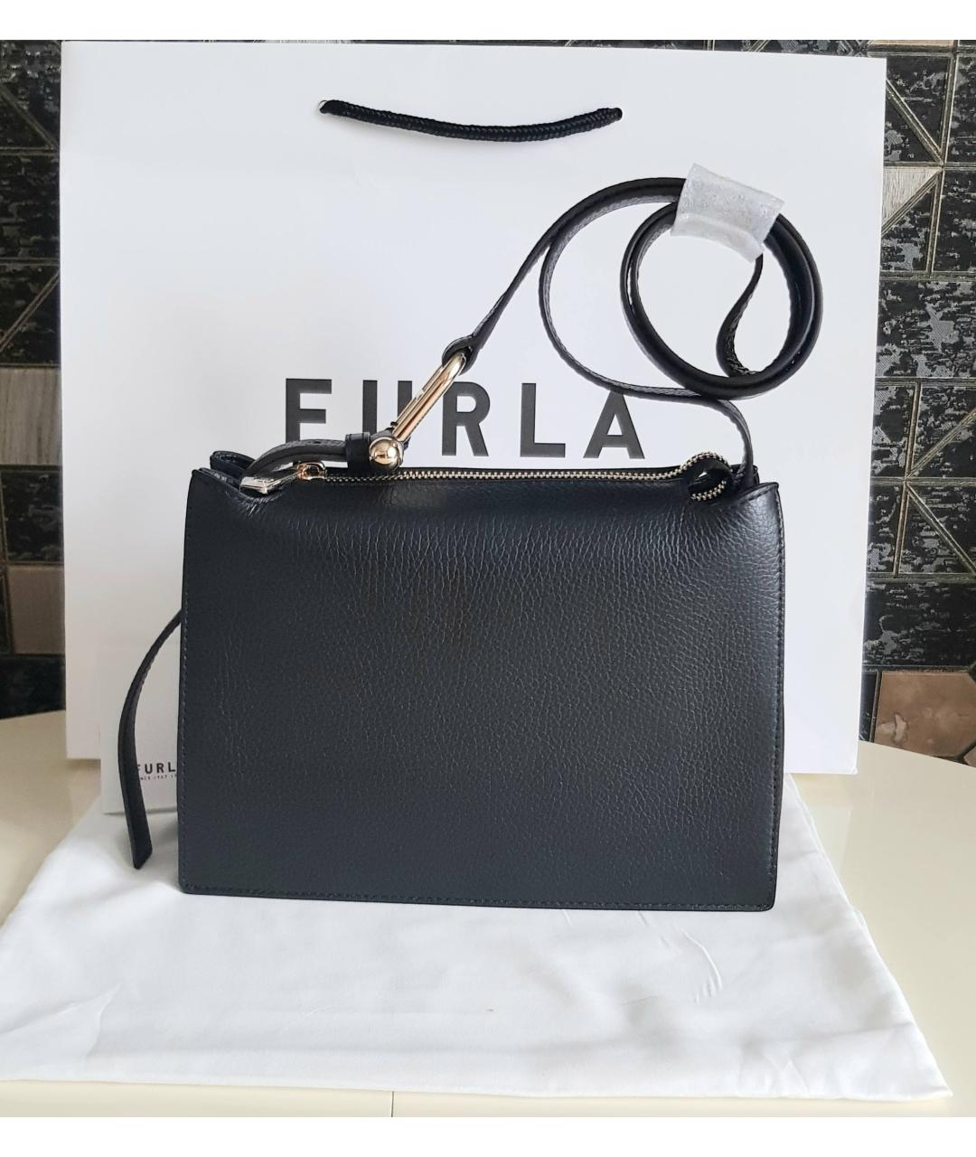 FURLA Черная кожаная сумка через плечо, фото 2