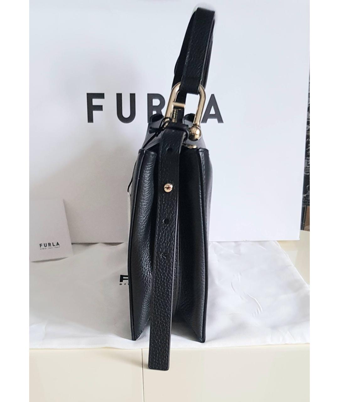 FURLA Черная кожаная сумка через плечо, фото 3