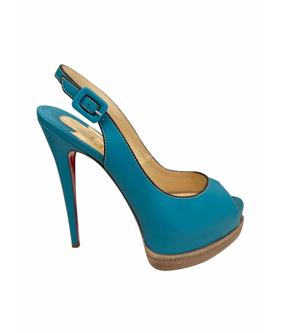 CHRISTIAN LOUBOUTIN Бирюзовые кожаные туфли, фото 1