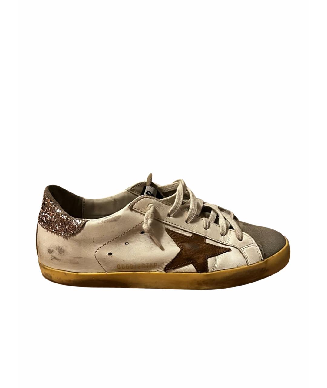 GOLDEN GOOSE DELUXE BRAND Бежевые кожаные кеды, фото 1