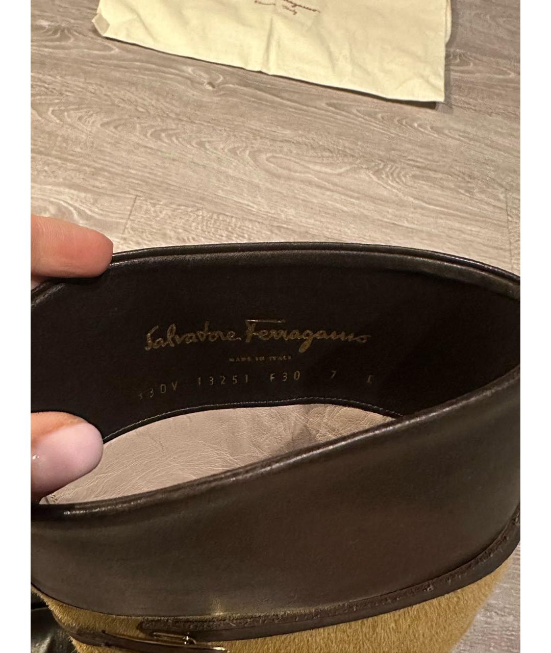 SALVATORE FERRAGAMO Коричневые кожаные сапоги, фото 5