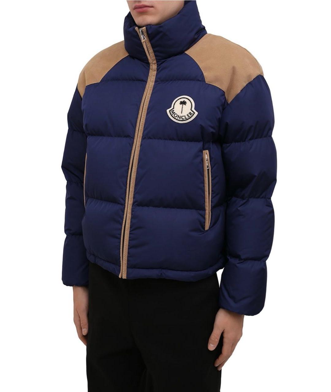 MONCLER Темно-синий полиэстеровый пуховик, фото 6