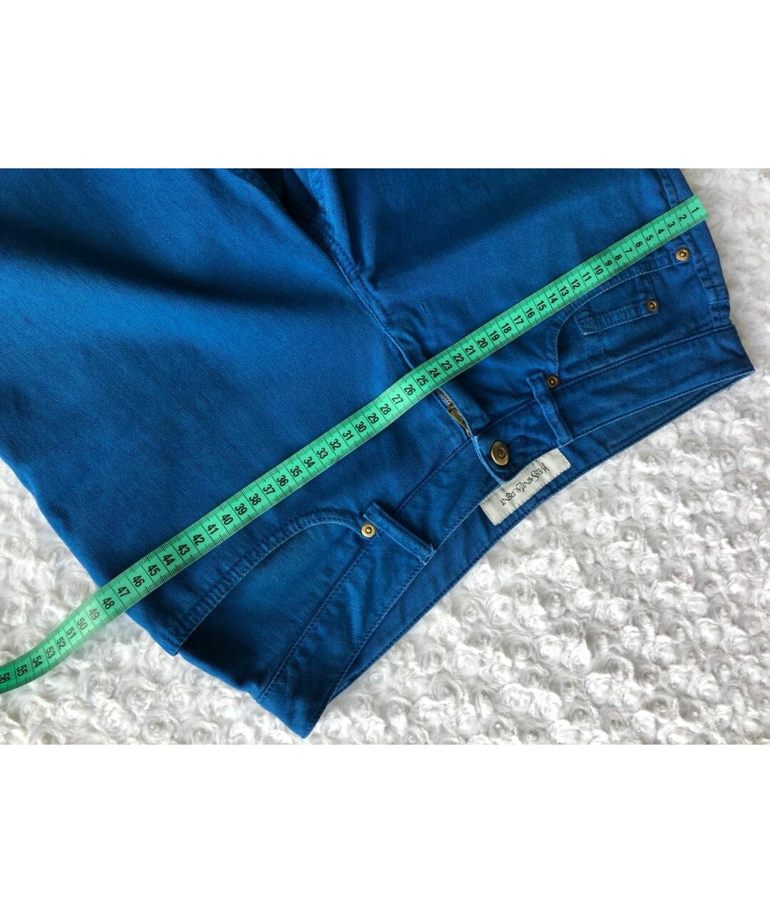 SAINT LAURENT Синие хлопко-эластановые прямые джинсы, фото 5