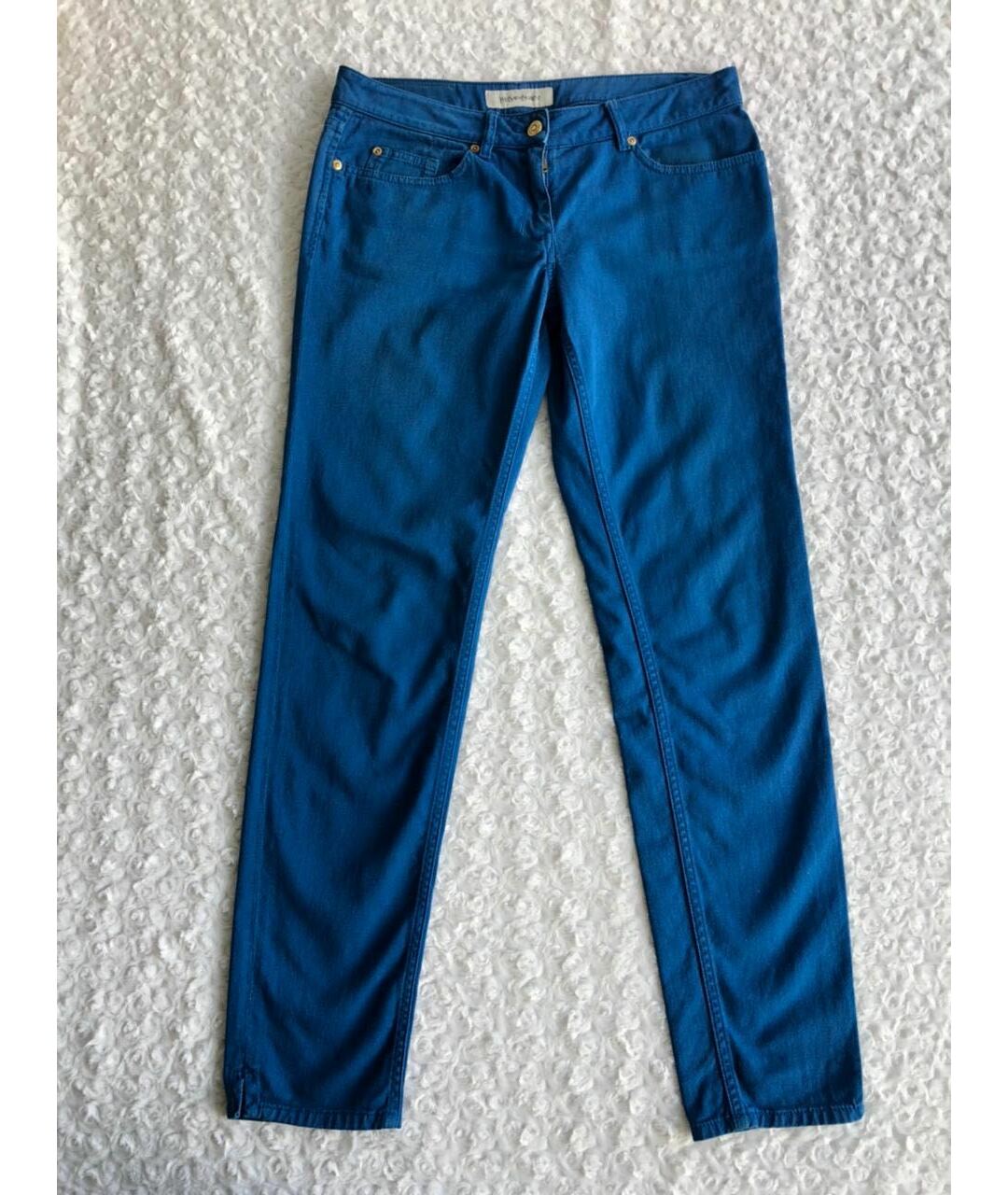 SAINT LAURENT Синие хлопко-эластановые прямые джинсы, фото 9