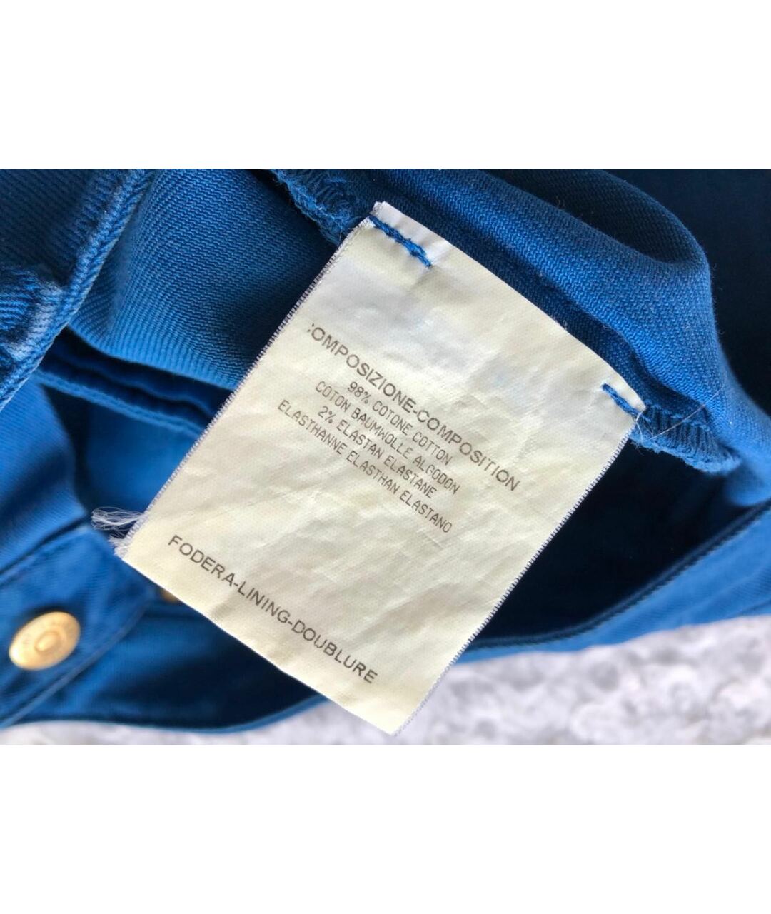 SAINT LAURENT Синие хлопко-эластановые прямые джинсы, фото 3