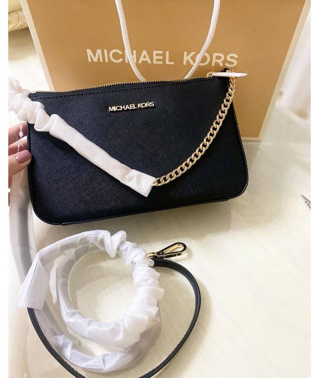 MICHAEL KORS Черная кожаная сумка через плечо, фото 4