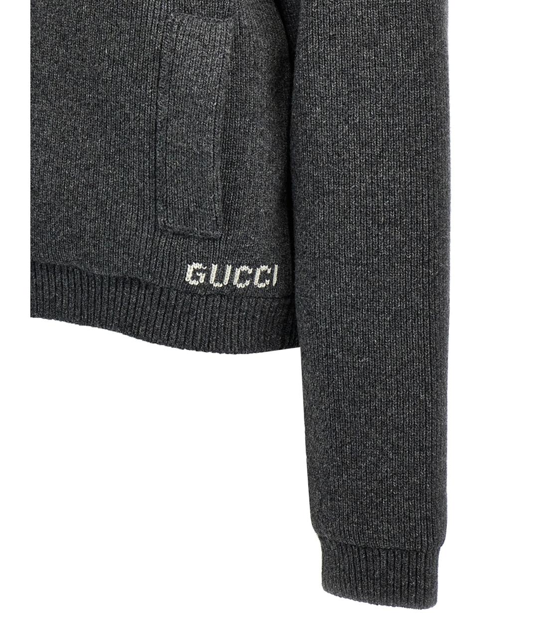 GUCCI Серый шерстяной кардиган, фото 4