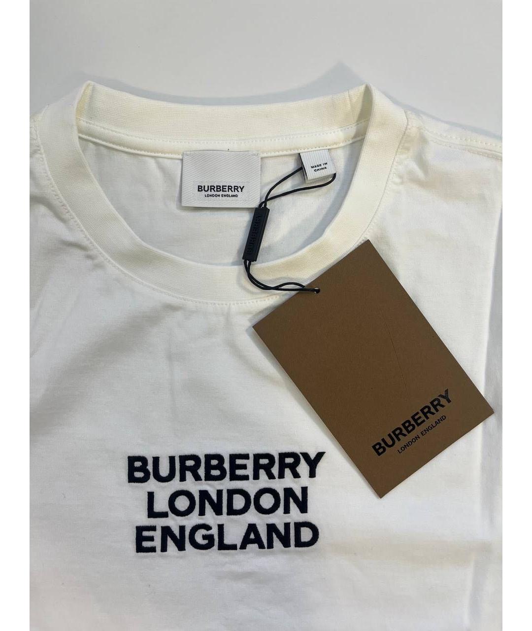 BURBERRY Белая хлопковая футболка, фото 3