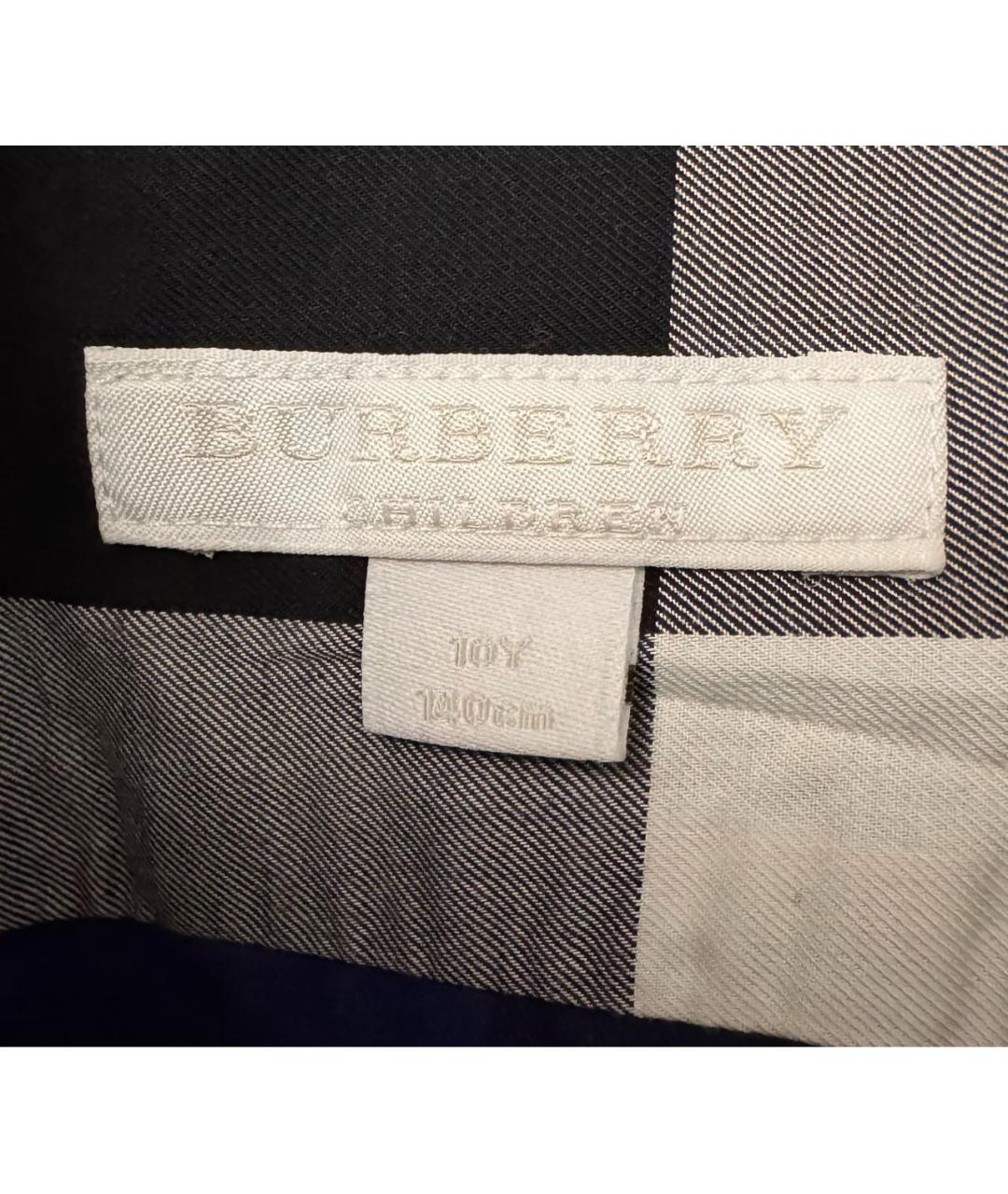 BURBERRY Темно-синяя хлопковая детская рубашка, фото 3