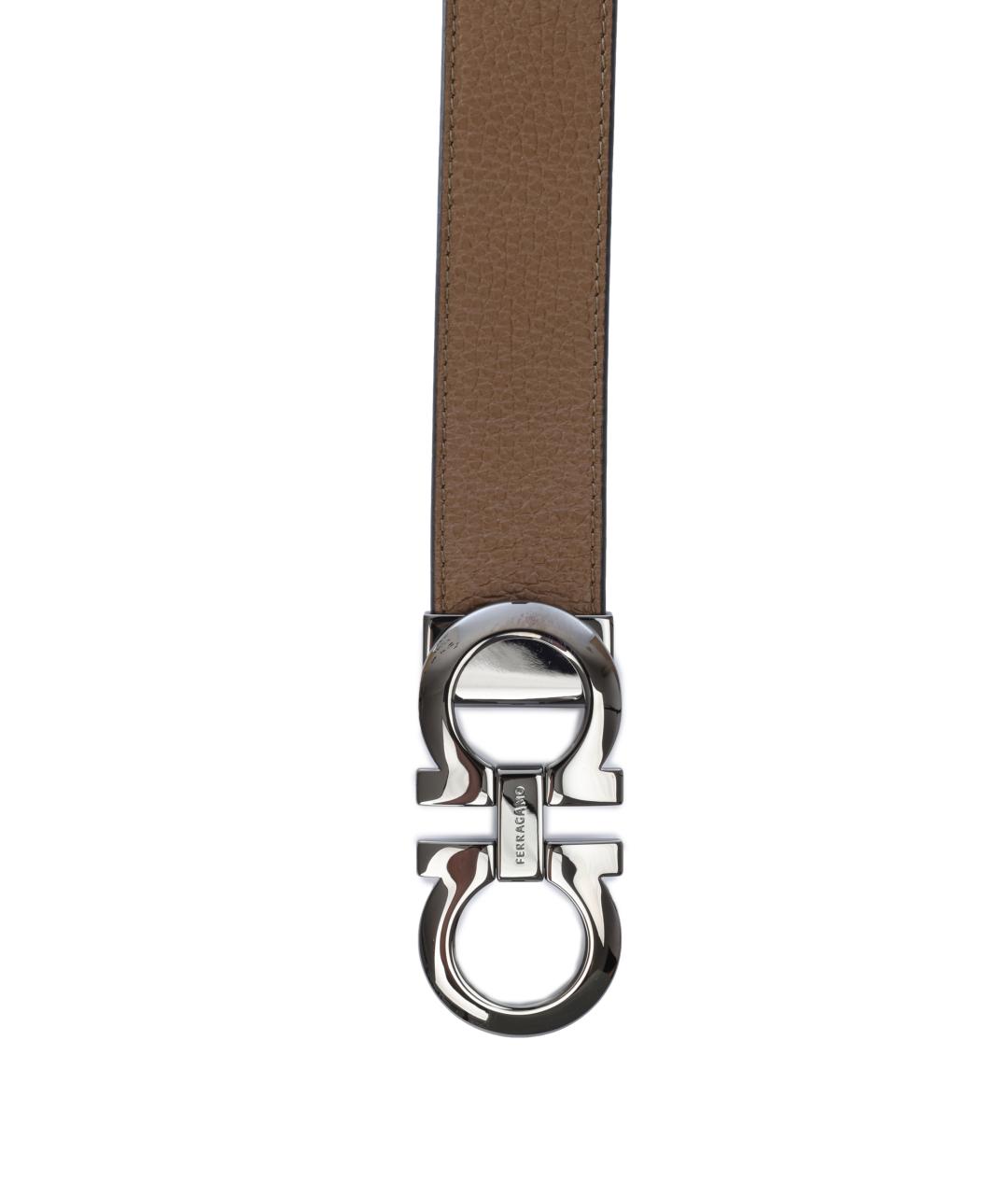 FERRAGAMO Коричневый кожаный ремень, фото 4