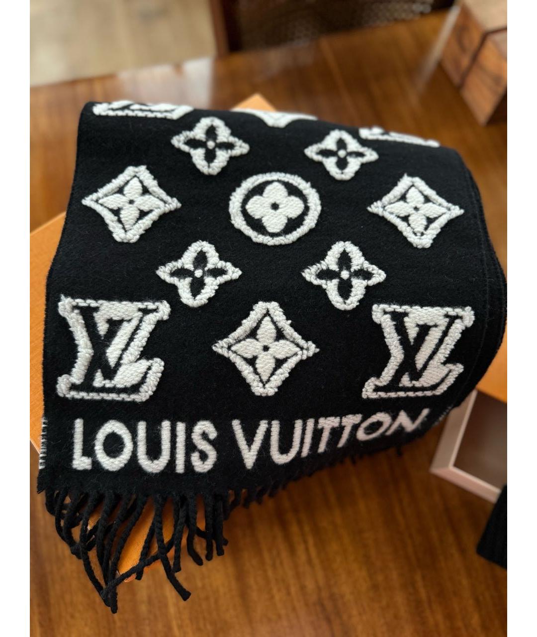 LOUIS VUITTON Черный шерстяной шарф, фото 4