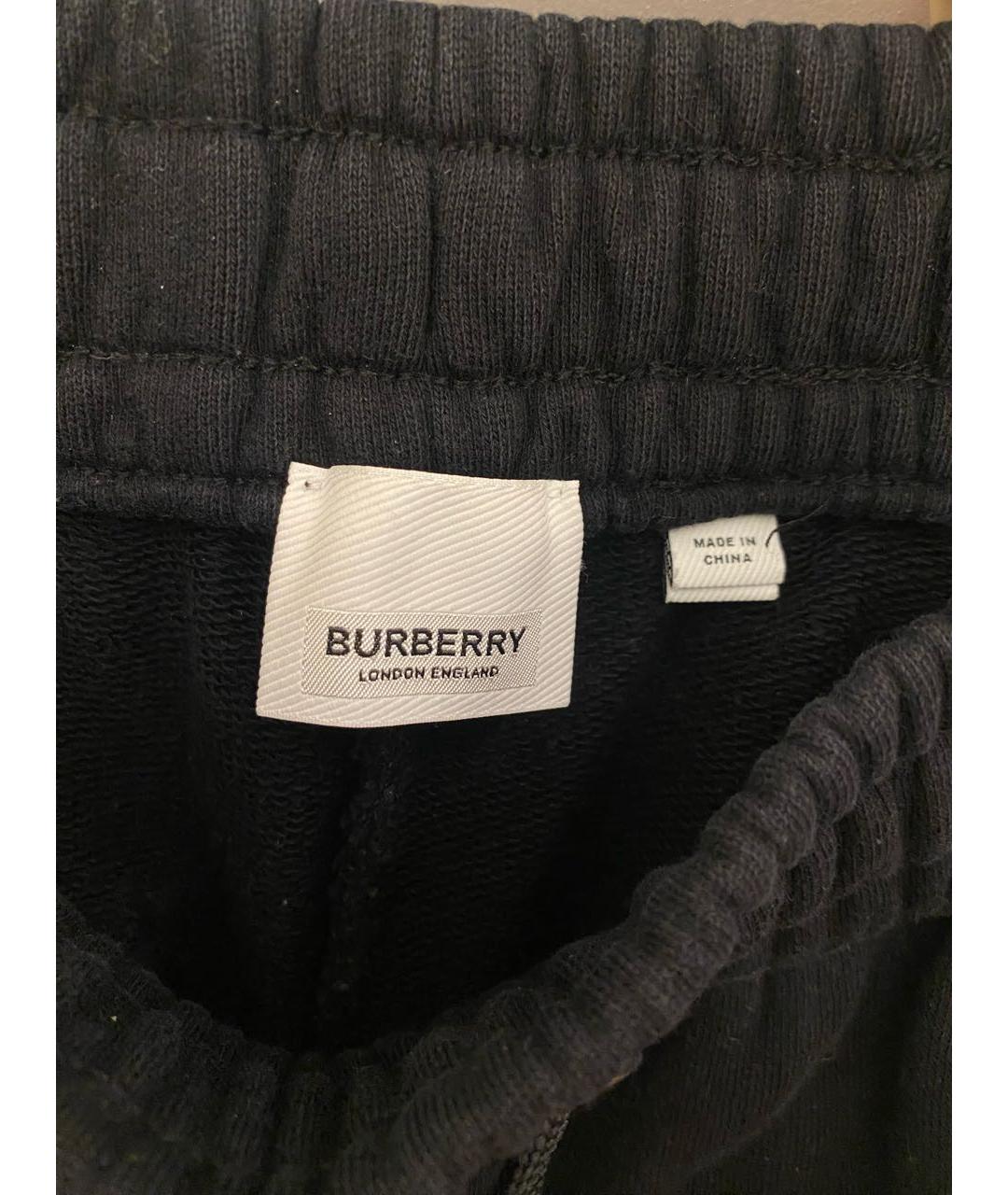 BURBERRY Черные хлопковые спортивные брюки и шорты, фото 4